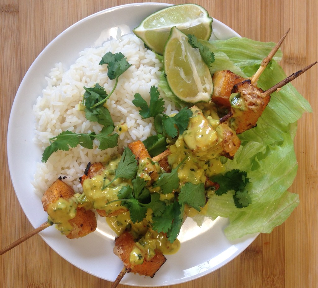 Thai Butternut Squash Skewers with Coconut Sauce and&nbsp;Rice